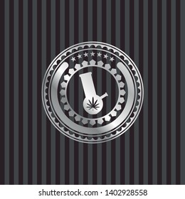 bong of marijuana icon inside silver emblem