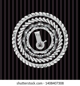 bong of marijuana icon inside silver shiny emblem