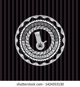 bong of marijuana icon inside silver shiny badge