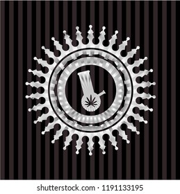 bong of marijuana icon inside silvery badge