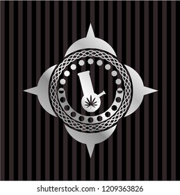bong of marijuana icon inside silvery badge or emblem