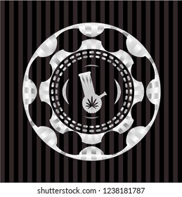 bong of marijuana icon inside silvery shiny emblem