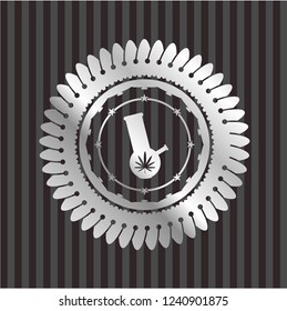 bong of marijuana icon inside silvery shiny emblem