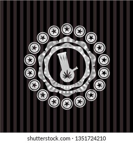 bong of marijuana icon inside silvery badge or emblem