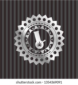 bong of marijuana icon inside silvery badge