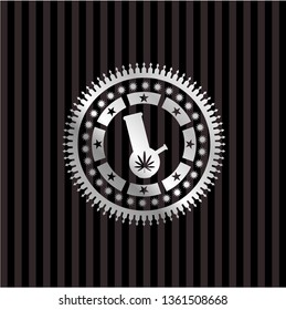 bong of marijuana icon inside silvery emblem