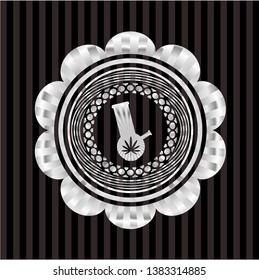 bong of marijuana icon inside silvery badge or emblem