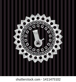 bong of marijuana icon inside silvery badge or emblem