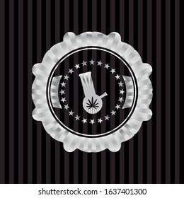 bong of marijuana icon inside silvery badge
