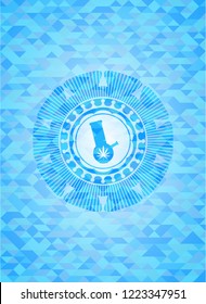 bong of marijuana icon inside sky blue mosaic emblem