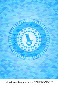 bong of marijuana icon inside sky blue mosaic emblem