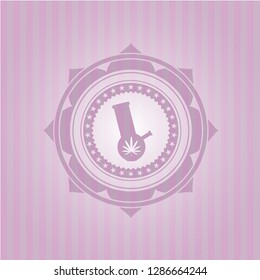bong of marijuana icon inside vintage pink emblem