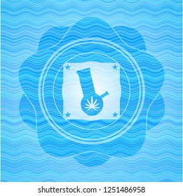 bong of marijuana icon inside water badge background.