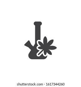 Bong with Marijuana leaf vector icon. filled flat sign for mobile concept and web design. Cannabis with a Bong glyph icon. Symbol, logo illustration. Vector graphics