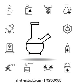 bong, icono del esquema de marihuana. Set puede utilizarse para web, logotipo, aplicación móvil, UI, UX en fondo blanco