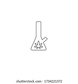 Bong con el signo de la marihuana simple de la línea delgada ilustración vector