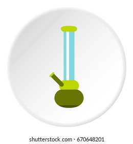 Bong for smoking icon in flat circle isolated vector illustration for web