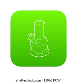 Bong for smoking icon green vector isolated on white background