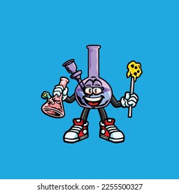 bong vector dabbing bong hold wax nug weed cartoon