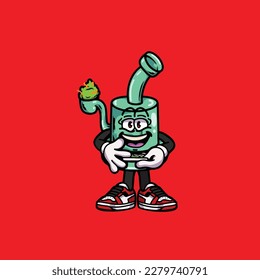 dibujos animados de marihuana nug de bong vector hold