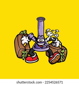 dibujos animados de nug weed sobre el tabaquismo vectorial bong