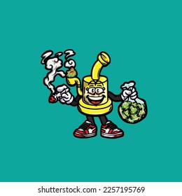 bong vector smoking joint hold nug weed cartoon