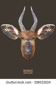 Bongo Antelope vector mosaic portrait