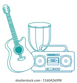 bongo drum with guitar and radio