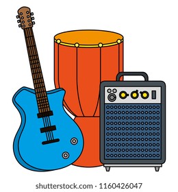 bongo drum with guitar and speaker