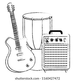 bongo drum with guitar and speaker
