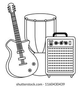 bongo drum with guitar and speaker