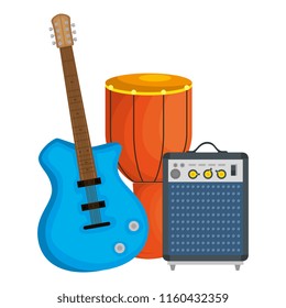 bongo drum with guitar and speaker