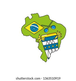bongo drum instrument with map of brazil