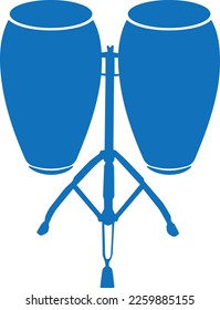 Icono de tambores bongo, ícono de instrumento de tambor vector azul
