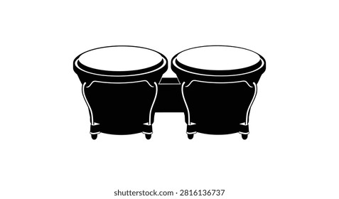 Bongo drums isolated on a white background black silhouette bongos