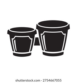 Bongo Drums Percussion Instrument Vector Silhouette - Professional Latin Music Icon for Graphic Design and Branding