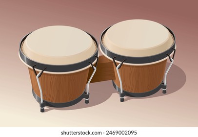 Bongo Drums, vector illustration isolated, eps