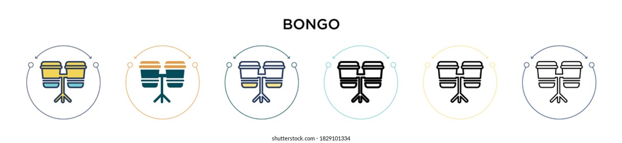 Bongo icon in filled, thin line, outline and stroke style. Vector illustration of two colored and black bongo vector icons designs can be used for mobile, ui, web