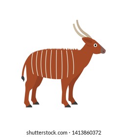 Bongo icon in flat style, african animal vector illustration