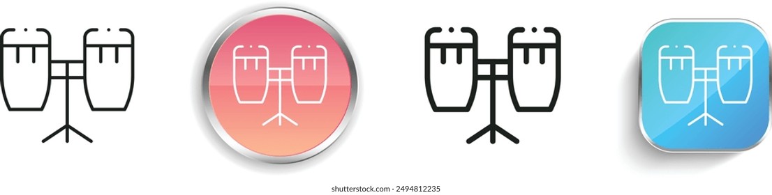 bongo icon. Thin Linear, Regular and Button Style Design Isolated On White Background