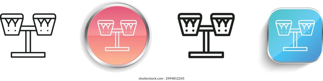 bongo icon. Thin Linear, Regular and Button Style Design Isolated On White Background
