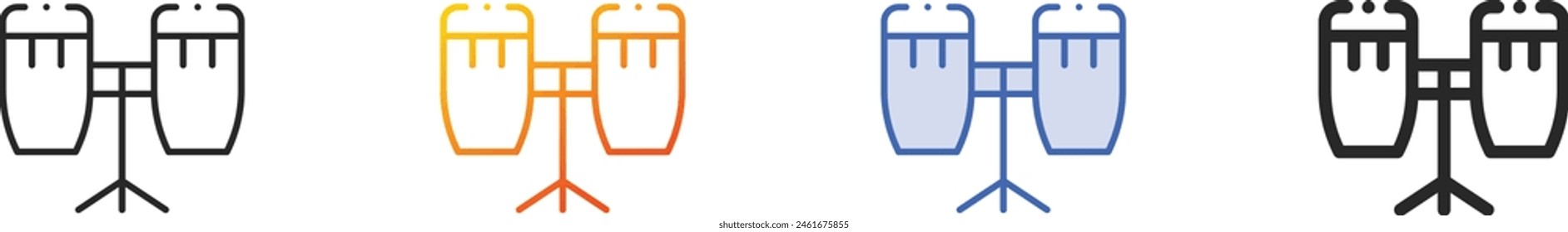 bongo icon.Thin Linear, Gradient, Blue Stroke and bold Style Design Isolated On White Background