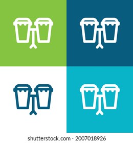 Bongos Flat four color minimal icon set
