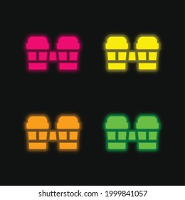 Bongos four color glowing neon vector icon