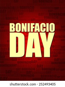 Bonifacio Day With Same Text On Red Gradient Background.