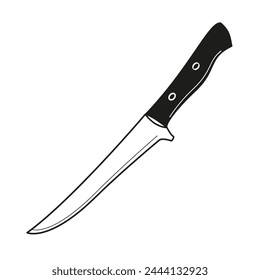 boning knife black and white linear  vector illustration