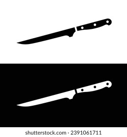 Boning knife flat silhouette vector. Black and white kitchen utensil icons. Kitchen tools symbol for web. Kitchen concept.