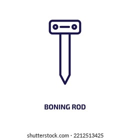boning rod icon from construction tools collection. Thin linear boning rod, tattoo, rod outline icon isolated on white background. Line vector boning rod sign, symbol for web and mobile svg