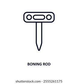 boning rod outline icon.  Thin line icon from construction tools collection. Editable vector isolated on white background