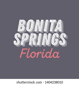 Bonita Springs, Florida t-shirt printing design, typography, vector graphics, illustration, badge applique label.
